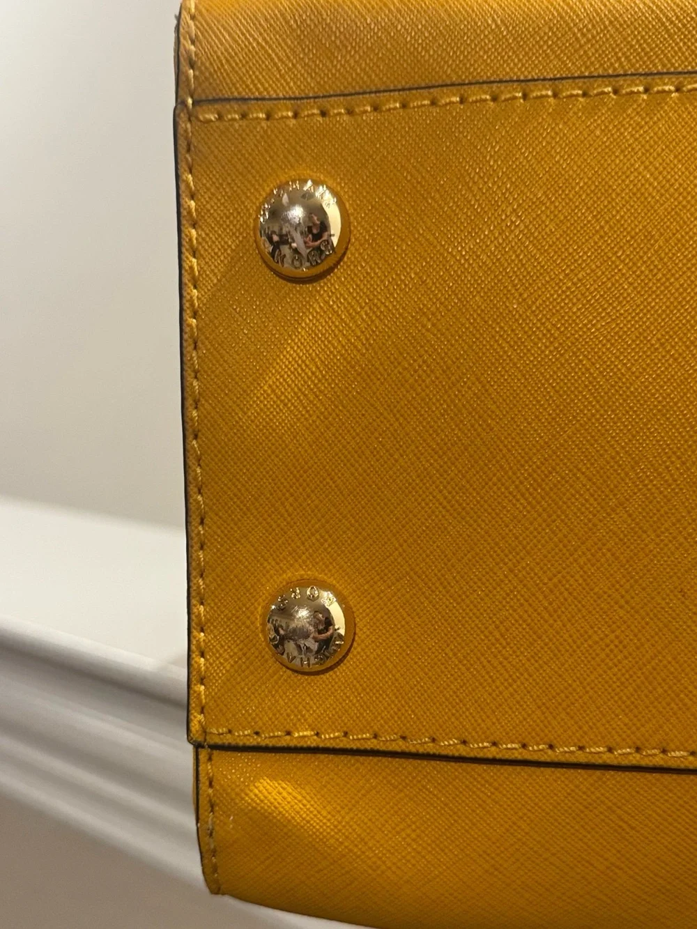 Michael Kors Yellow Saffiano Leather Hamilton North South Tote.